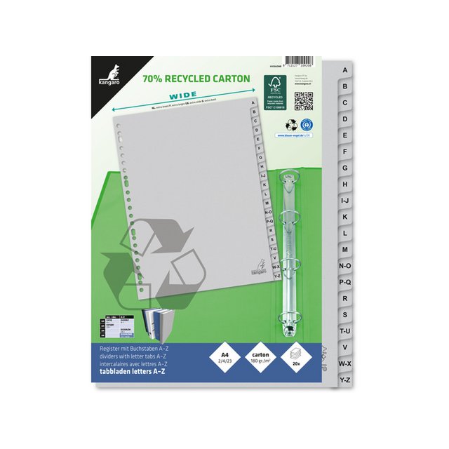 Tableau ECO A4 Lettres 180gre gris carton 23r 20dlg FSC EB