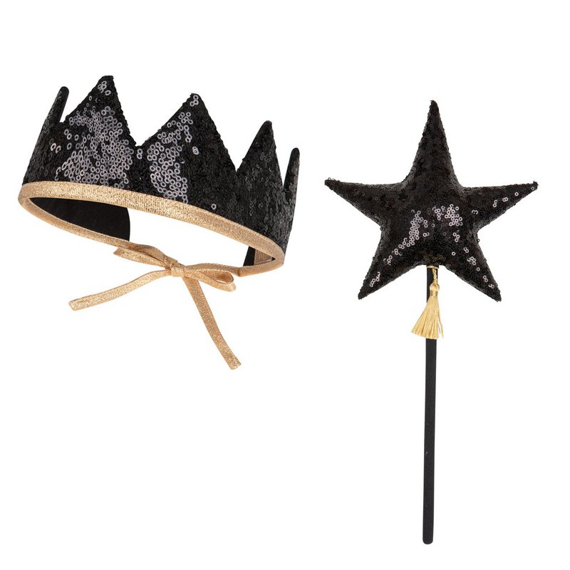 “Black Sequins” Fairy-tale Crown and Wand Magic Set