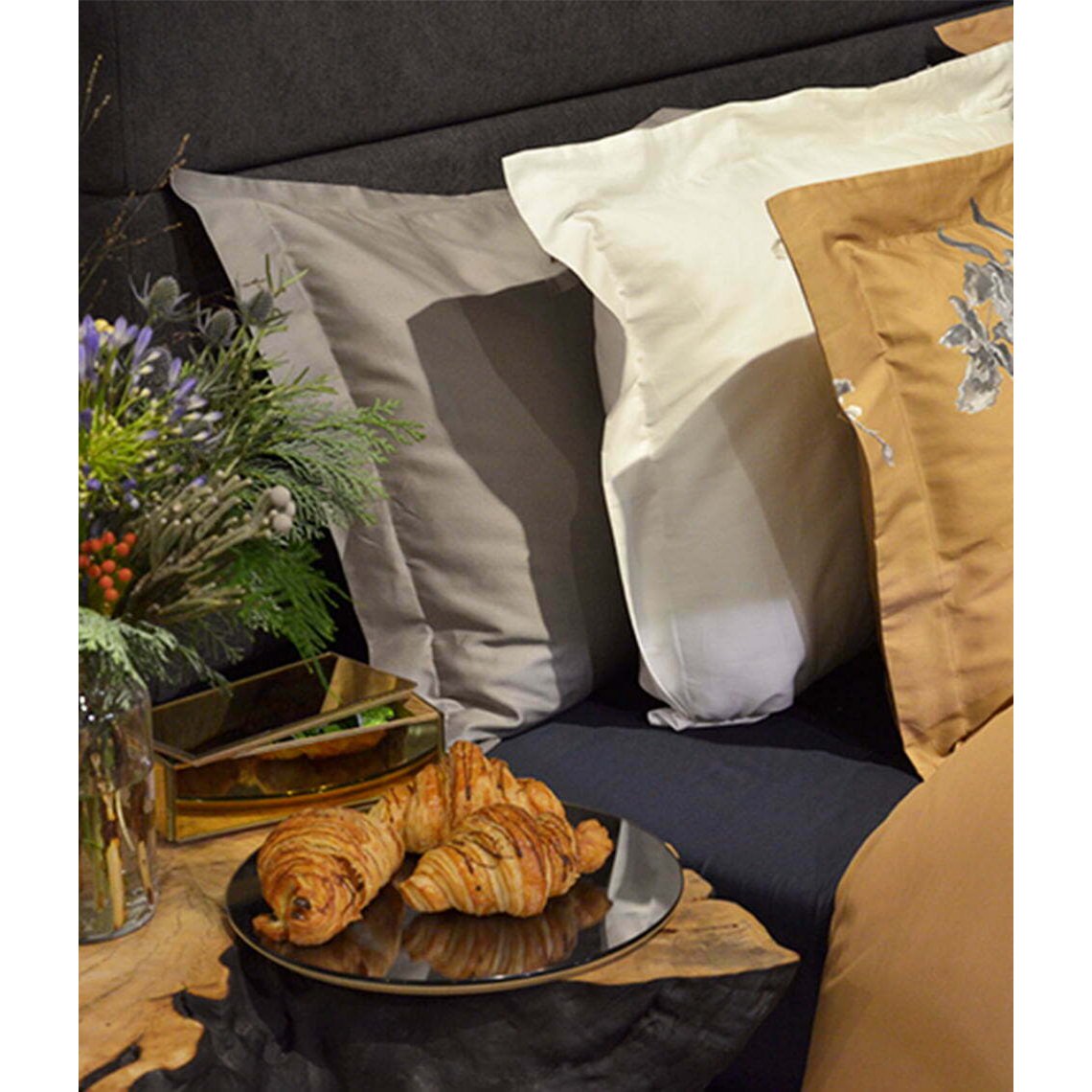 Sateen bed linen set Orchids Cinnamon