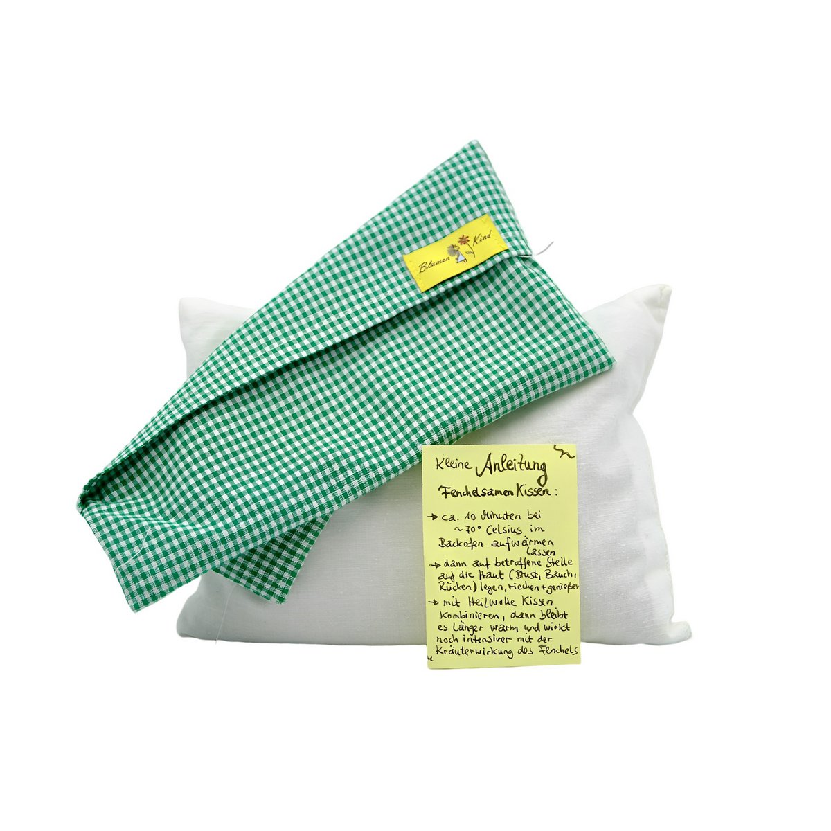 Almohada de semillas de hinojo verde a cuadros