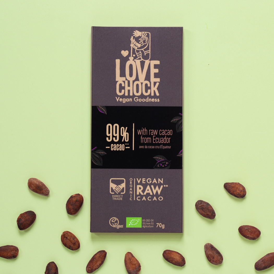 99% chocolate sin azúcar - Orgánico, crudo, vegetal y sostenible