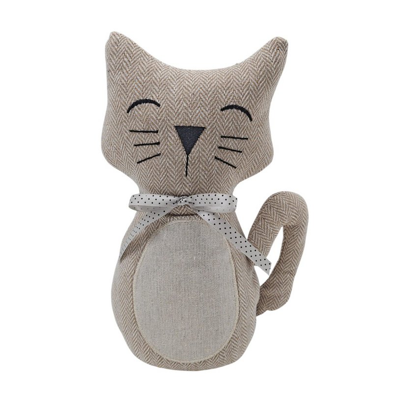 Beige kat dørstopper 28 cm Isabelle Rose