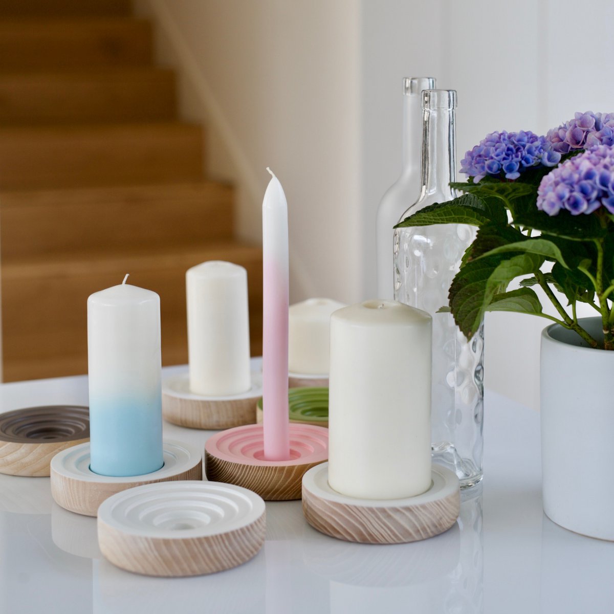 Candle holder CANDLE WOOGIE gray