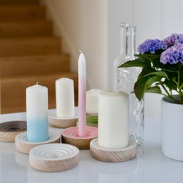 Kandelaar CANDLE WOOGIE grijs