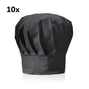 10 x Zwarte keukenkap in zacht en comfortabel TC -materiaal - Kijkon en polyester gecombineerd - met verstelbaar lint.