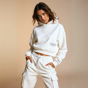 Crop Hoodie "TWENTY YEARS FROM NOW" - Weiss