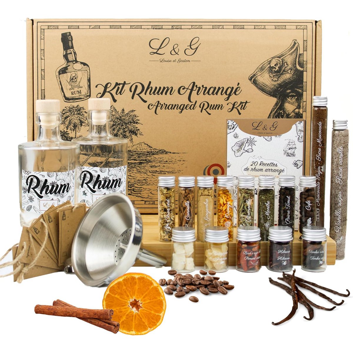 LOUISE & GASTON® Arranged rum preparation and infusion kit - Gift ideas - DIY gift box Surprise tasting - Christmas, Valentine's Day, holidays, birthday - Made in France - Quality ingredients