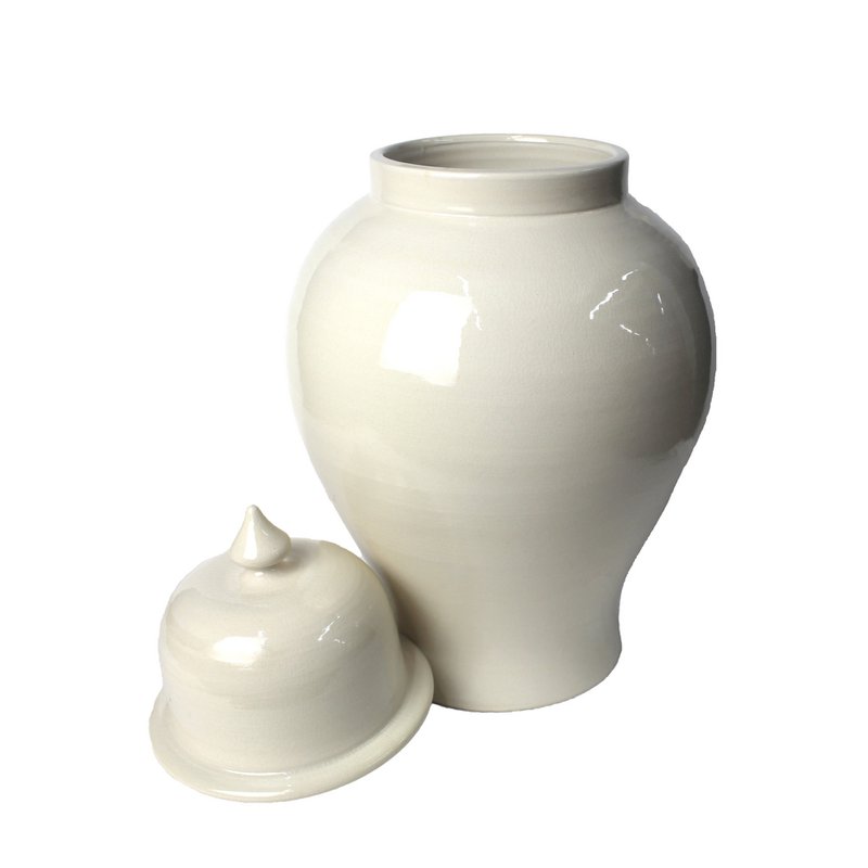 Tempel Vase Ceramic Cream White 43 cm