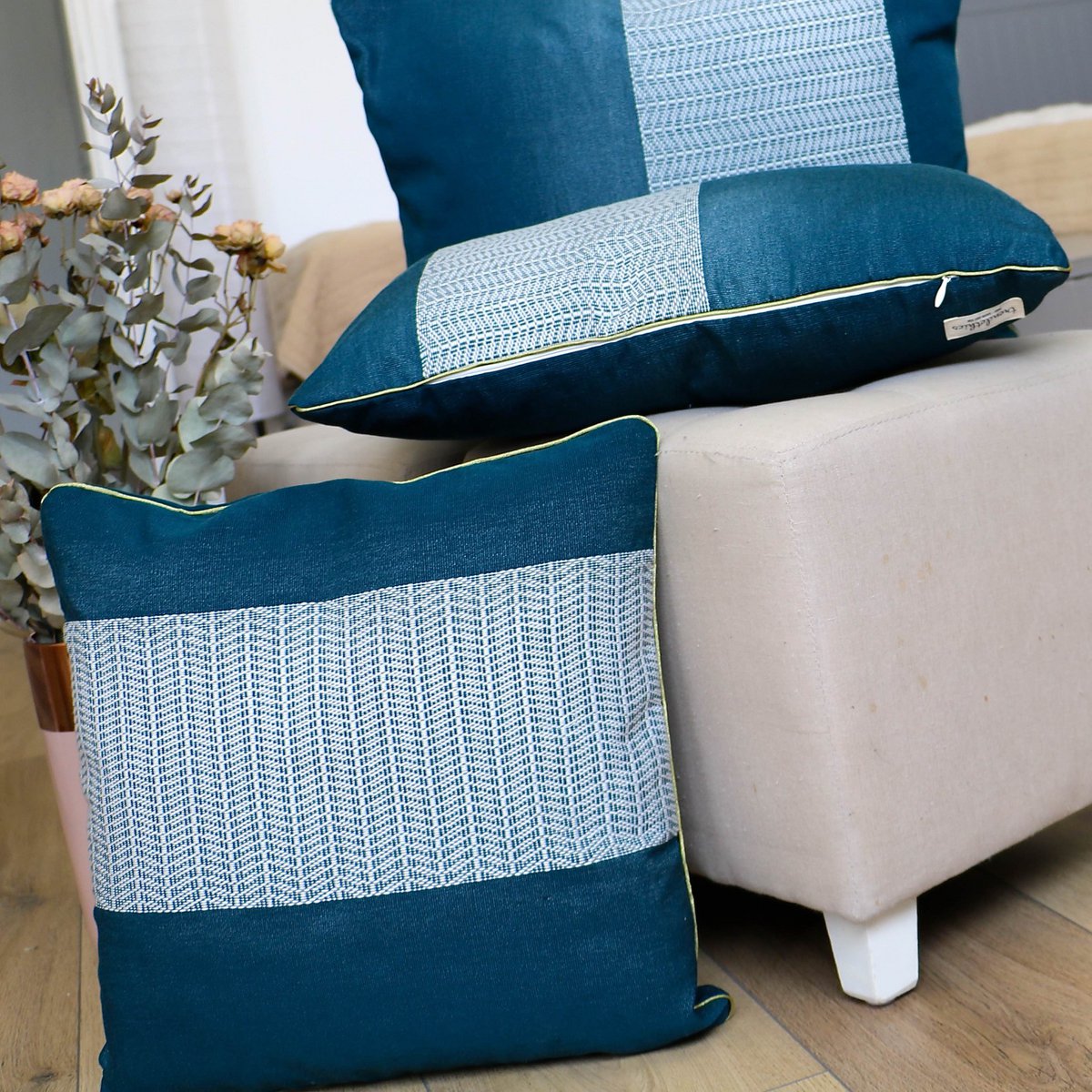 Ami H'Yut blue decorative cushion cover