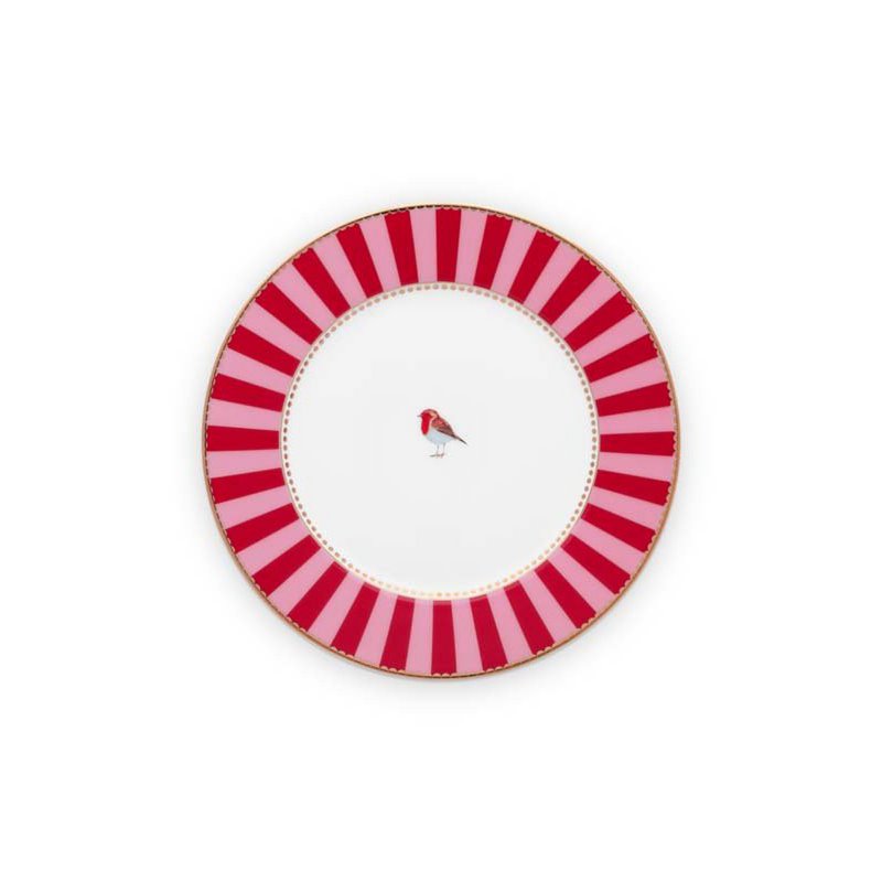 Plate Love Birds Stripes Red-Pink 17cm