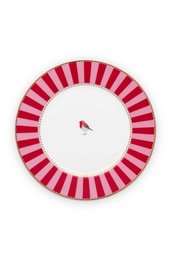 Plate Love Birds Stripes Red-Pink 17cm