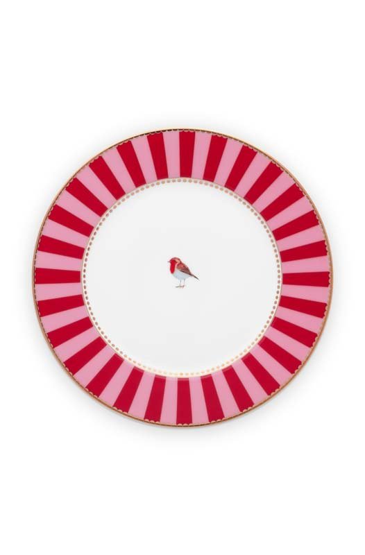 Plate Love Birds Stripes Red-Pink 17cm