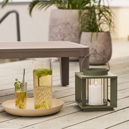 Lohals Lantern, glass/metal, green, 18x18x20,5 cm