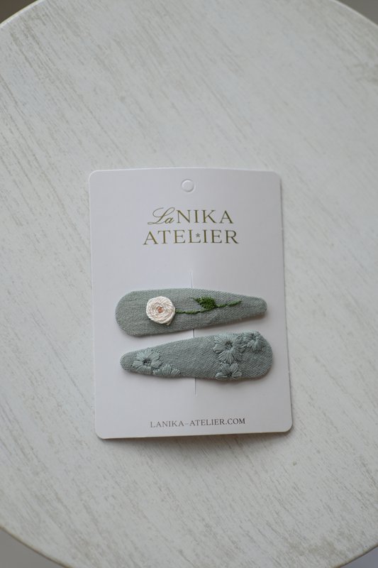 Barrettes à cheveux rose menthe