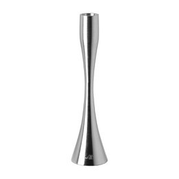  Tall silver aluminum candlestick holder, sleek tapered cone shape, modern minimalist design, matte nickel finish