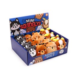 Soft plush mini keyrings, mountain animals including fox, bear, cat, orange brown colors, cute collectible toys.