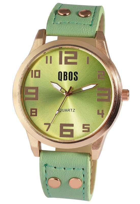 Zegarek unisex QBOS z paskiem z imitacji skóry