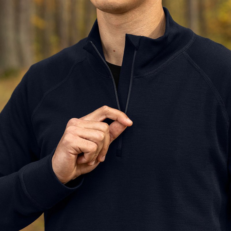 Men's Merino 250 Set of Zip Neck Top & Jogger Sweatpants Dark Blue