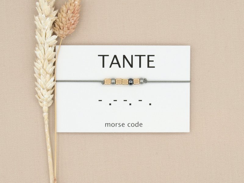 Morse code armband Tante (zilver,rosé goud,goud)