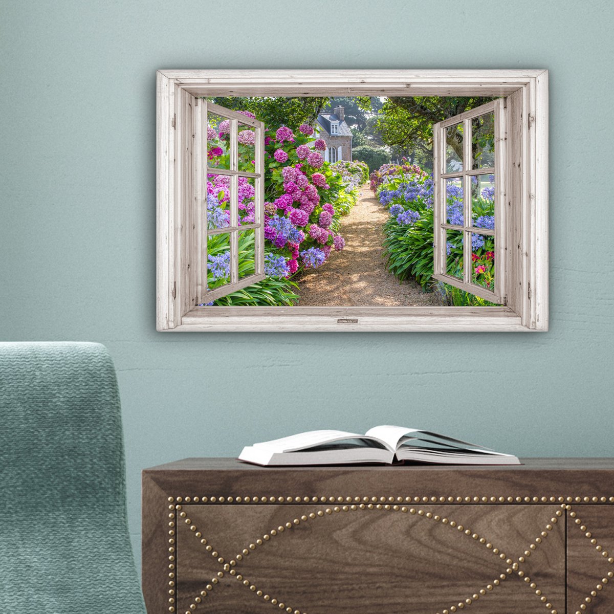 Leinwand Malerei - Wanddekoration - Hortensia - Blick - Blumen - Sommer - Lila - Pad