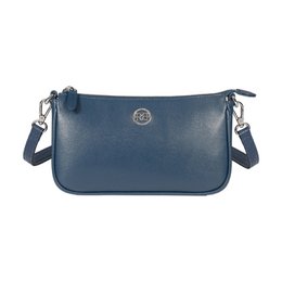 RB1037D | GRETA Damen-Umhängetasche aus echtem Saffiano-Leder, hergestellt in Italien. Blaue Farbe