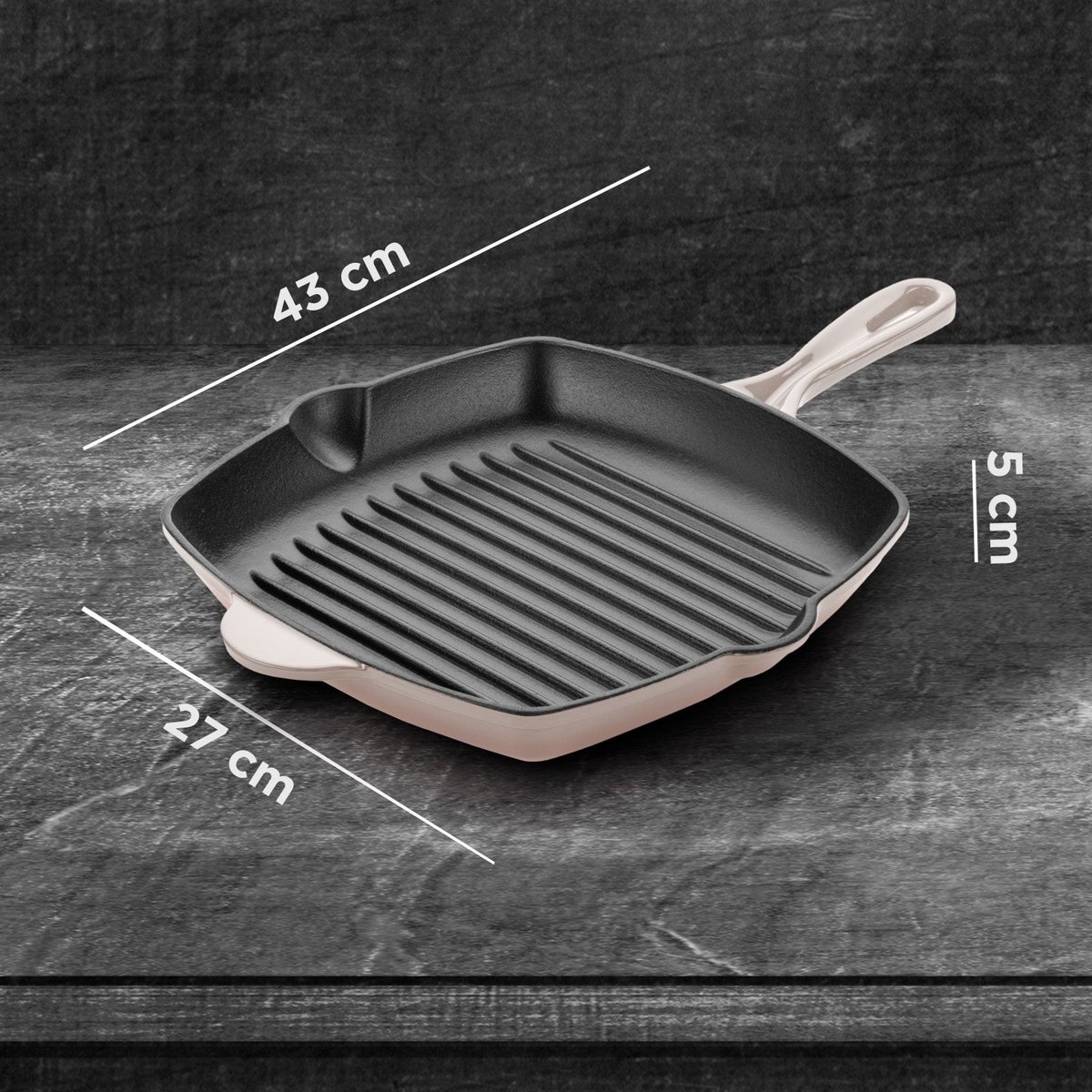 Cast Iron Grill Pan - Rose - 27cm