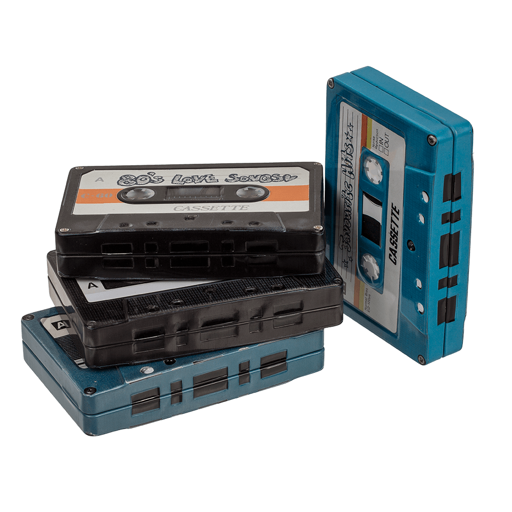Metal storage box, Music cassette,