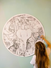 Yet Visser wallpaper circle Jungle animals (can be colored) 100 cm removable SUSTAINABLE