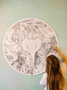 Yet Visser wallpaper circle Jungle animals (can be colored) 100 cm removable SUSTAINABLE