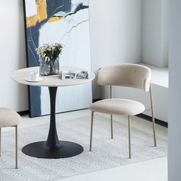 Mesa de comedor redonda de Tiana [Travertino] [80 cm]