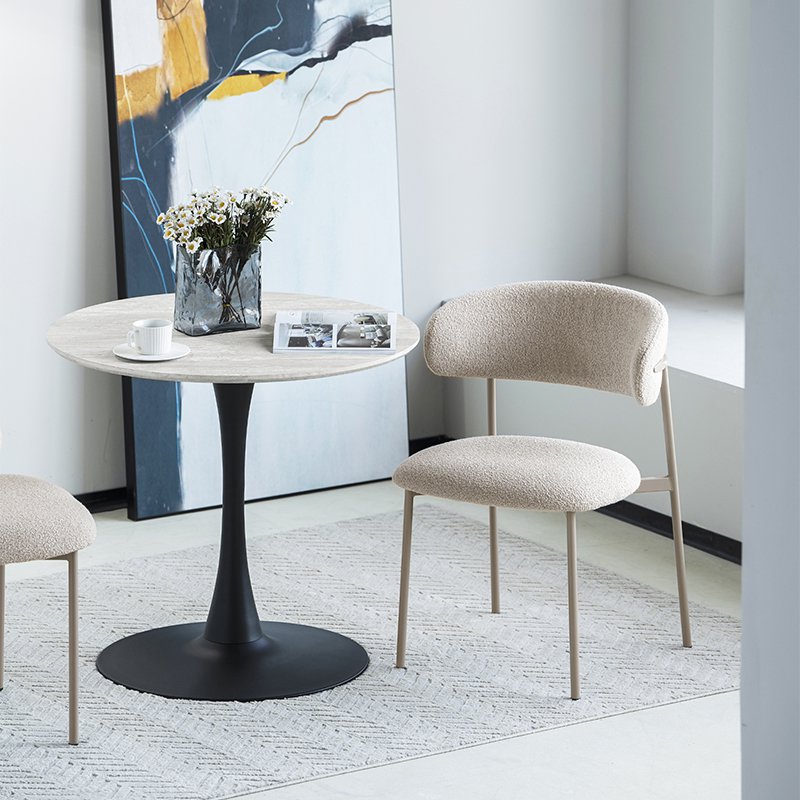 Mesa de comedor redonda de Tiana [Travertino] [80 cm]
