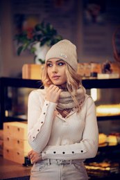 Hat and scarf with SESIL wool - BEIGE