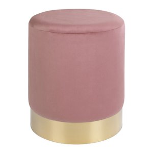Gamby Pouf - Samt, Stahl, Rose - Ø34x43 cm