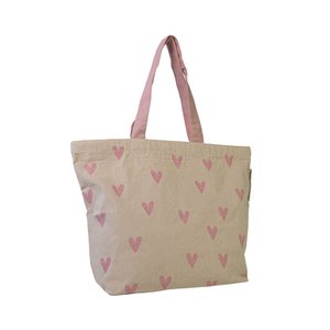 Nachhaltiger Shopper Pink Hearts. Hergestellt aus recycelter Bettwäsche
