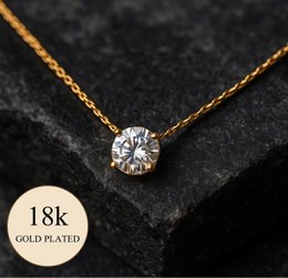 Dame guld halskæde med zirconia vedhæng — rustfrit stål vandtæt 45 cm — Lundholm minimalistisk