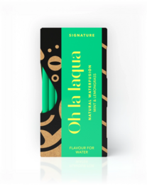 Mint and lemongrass natural water fusion in a signature bottle design. Refreshing and hydrating beverage with natural flavors.