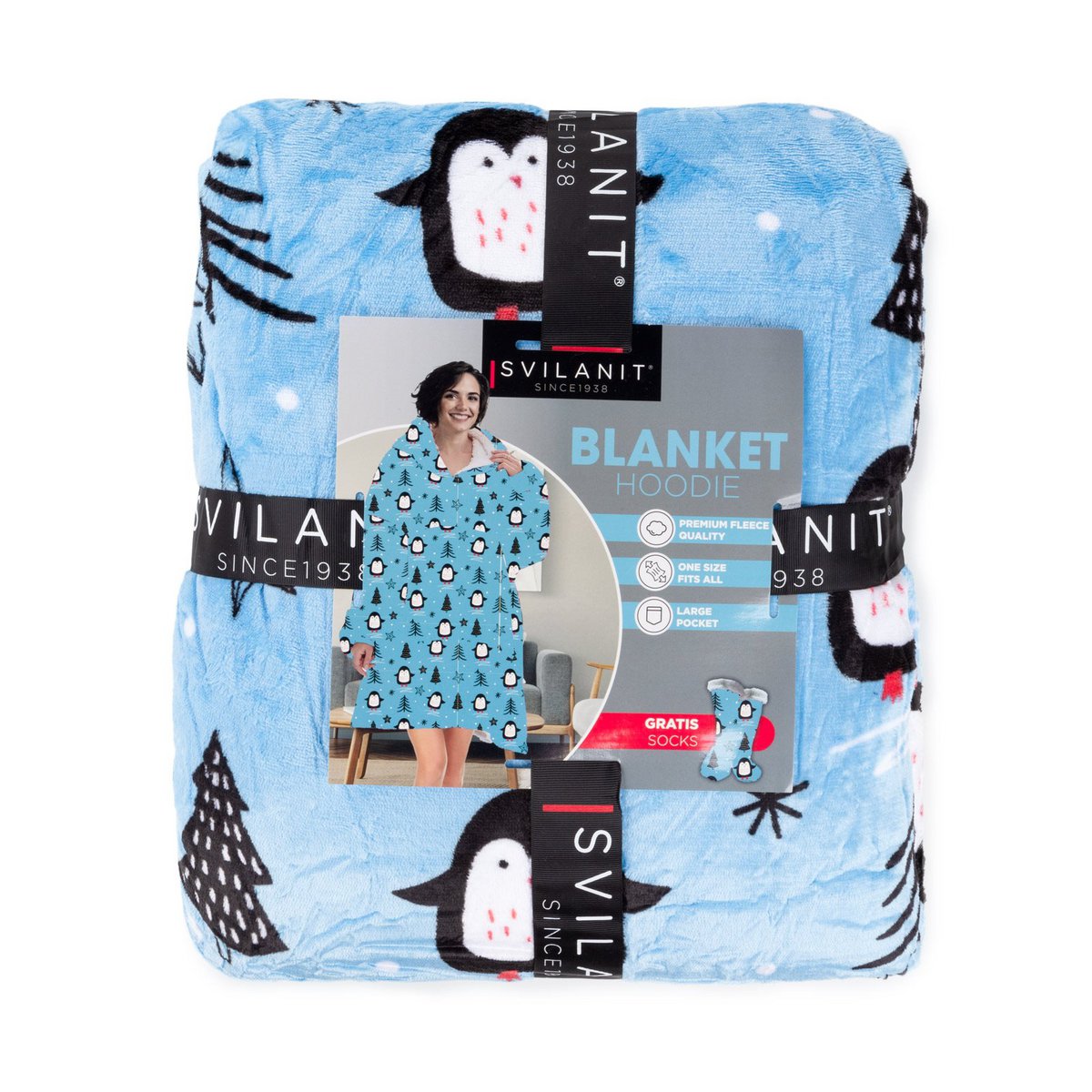Vitapur - Hoodie blanket + socks - Penguin