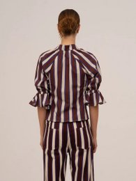Frostbite gestreepte bordeaux en blauwe blouse