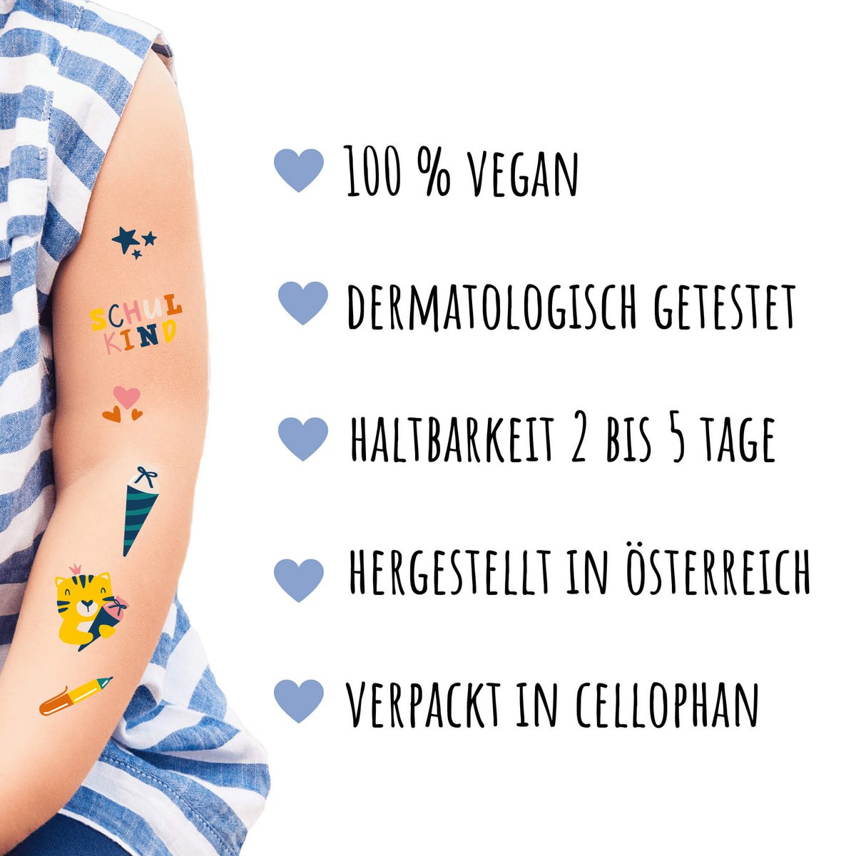Kindertattoos - motief "Terug naar school"