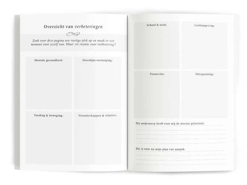 Fyllbooks Tagebuch für Selbstpflege – Leinenrosa mit Goldfolie