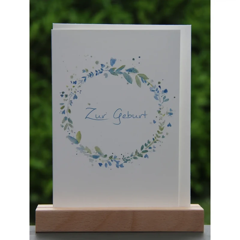 Naissance de carte aquarelle | Couronne, feuilles d'eucalyptus bleues et vertes