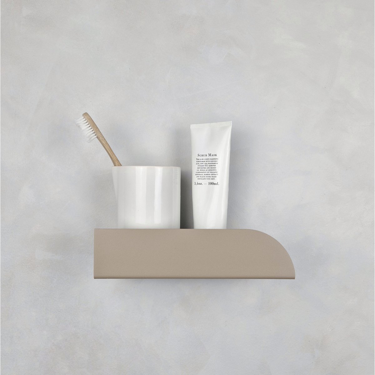 Metal wall shelf BAUHAUS, white, beige, black
