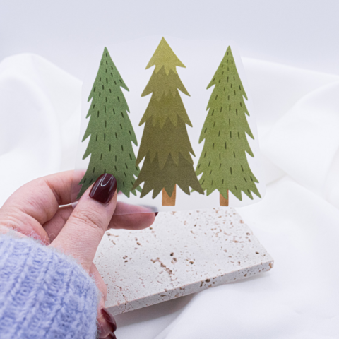 Bügelbild Tannenbaum Winterwald Aufnäher - Geschenk Shirt verzieren Weihnachten Bäume