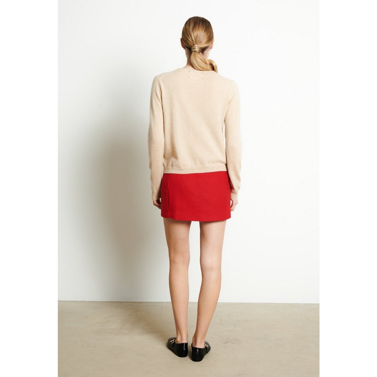 LILLY 4 Cardigan col rond en cachemire cintré beige