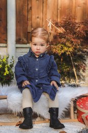 Abito con volant sul colletto in denim Camila
