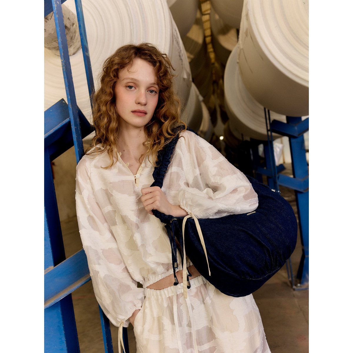 Printworks hvid ballonbluse
