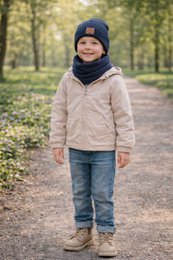 Conjunto de gorro y bufanda SMILE - Algodón - Azul marino