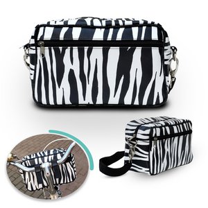 Lenkertasche Fahrradtasche für Lenker mit abnehmbarem Schultergurt Wasserdicht Bike Bag - Zebra
