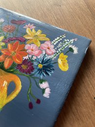 Håndmalede blomsterfliser — originalt kunstværk | 10 × 10 cm