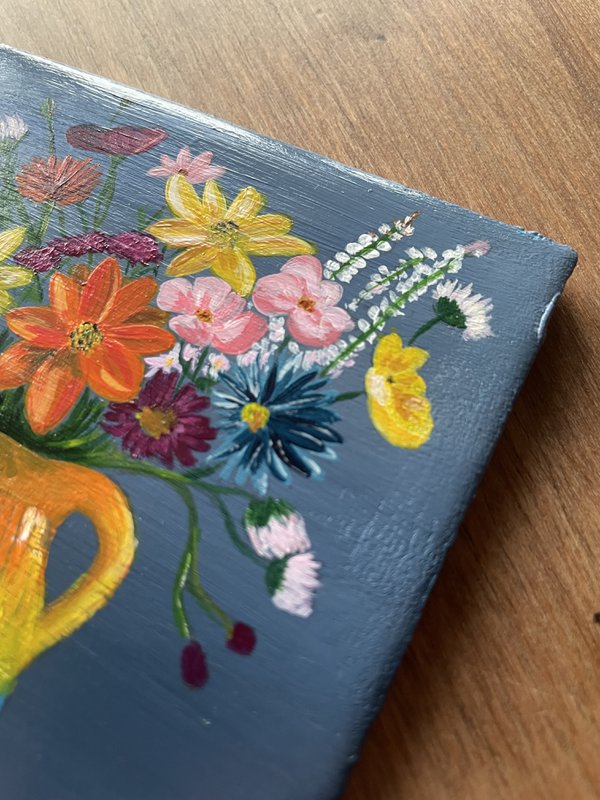 Håndmalede blomsterfliser — originalt kunstværk | 10 × 10 cm